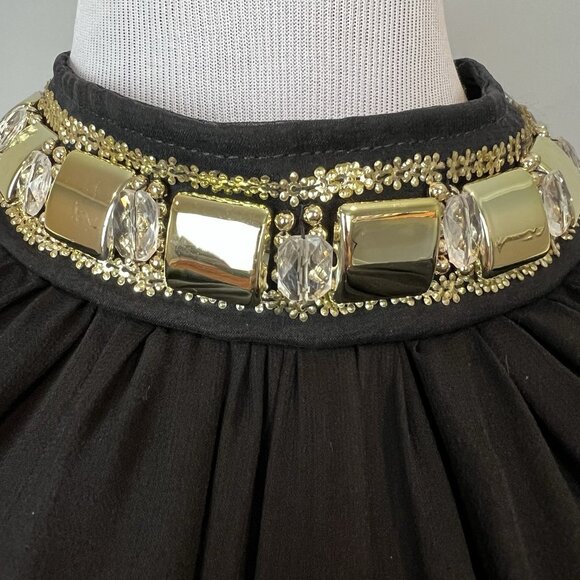 Milly New York Black Chiffon Blouse Size 8 Jeweled High Neckline Sleeveless Silk - Picture 2 of 13